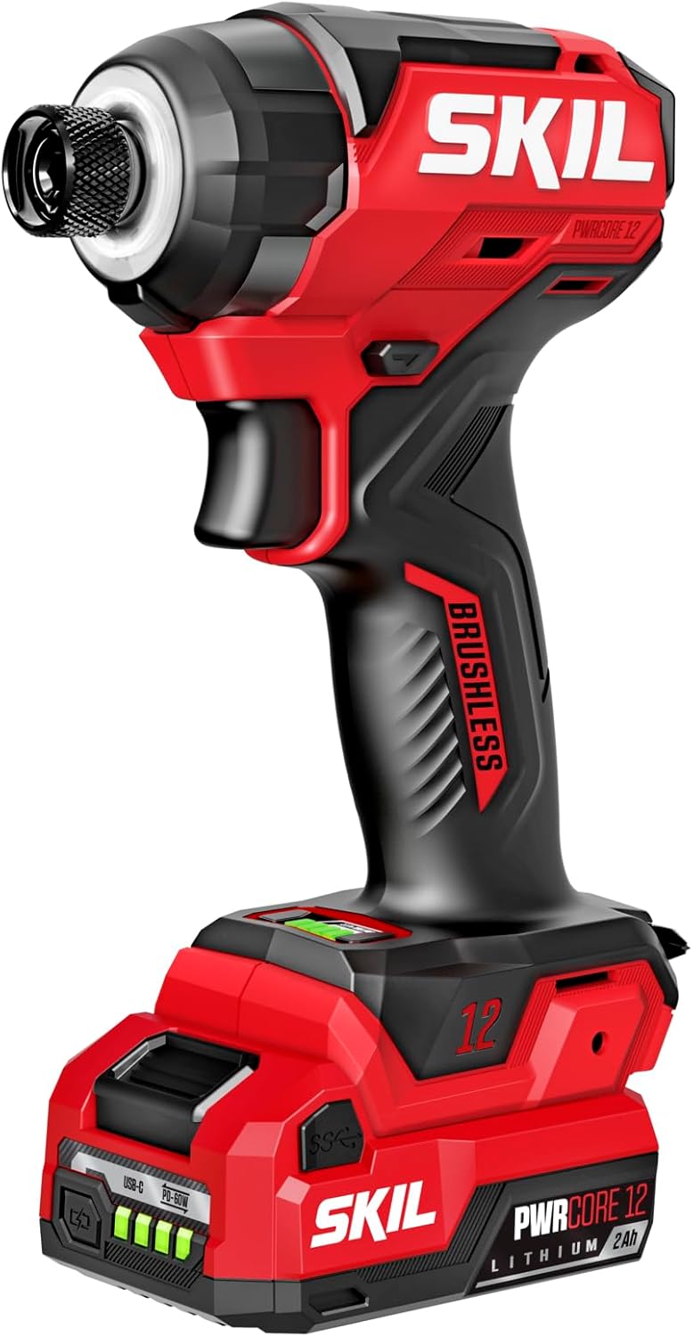 SKIL 12V Brushless Cordless 1/4-Inch Compact Impact Driver Kit Including 2.0Ah USB-C Battery and 20W Charger - ID6744A-11 - Image 1